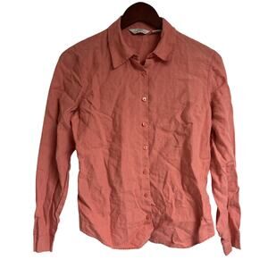 Brooks Brothers Women's Shirt Size S Coral 100% Linen Long Sleeve Button Up